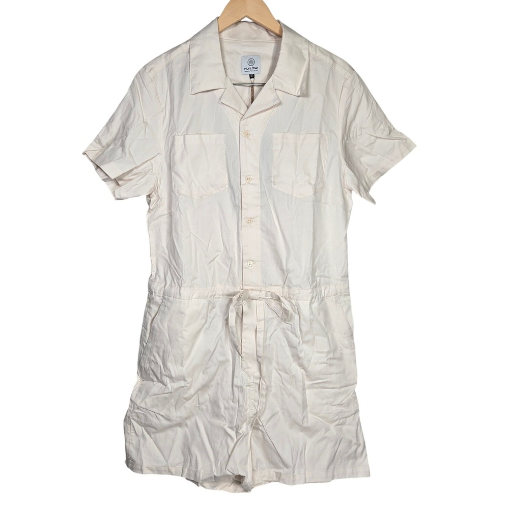 FLYLOW Womens Around Town Romper Cream Utility Drawstring Shorts Size‎ L